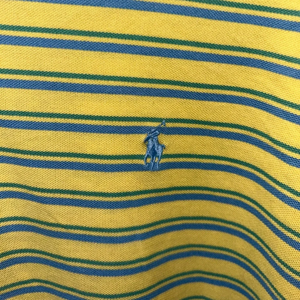 Polo Ralph Lauren Golf men’s Pima Cotton, yellow, blue stripe‎ golf polo size XL